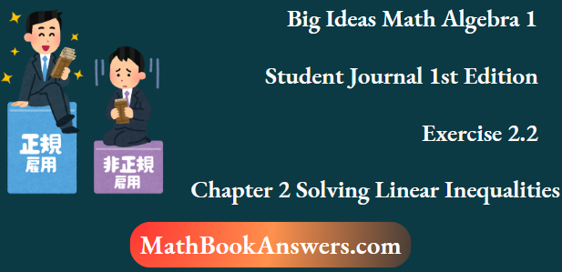 Big Ideas Math Algebra 1 Student Journal 1st Edition Chapter 2 Solving Linear Inequalities Exercise 2.2