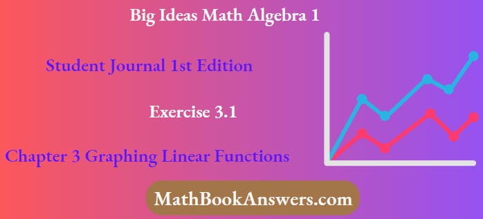Big Ideas Math Algebra 1 Student Journal 1st Edition Chapter 3 Graphing Linear Functions Exercise 3.1