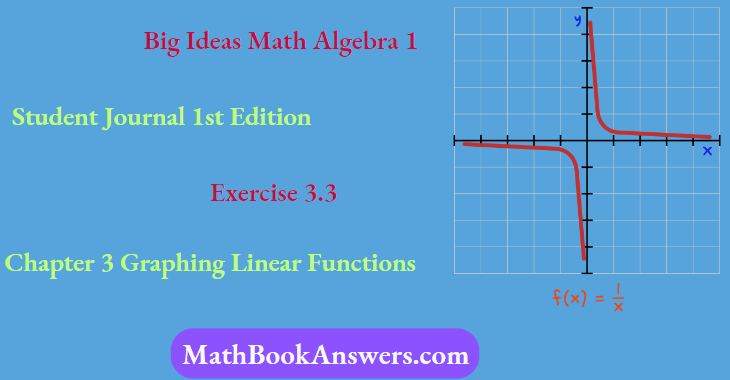 Big Ideas Math Algebra 1 Student Journal 1st Edition Chapter 3 Graphing Linear Functions Exercise 3.3