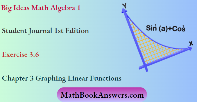 Big Ideas Math Algebra 1 Student Journal 1st Edition Chapter 3 Graphing Linear Functions Exercise 3.6