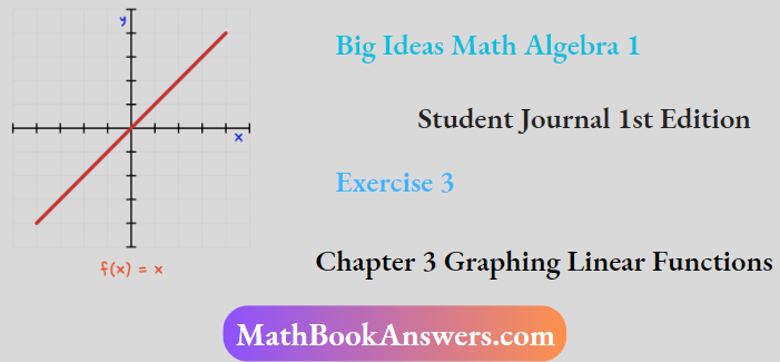 Big Ideas Math Algebra 1 Student Journal 1st Edition Chapter 3 Graphing Linear Functions Exercise 3