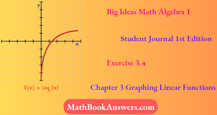 Big Ideas Math Algebra 1 Student Journal 1st Edition Chapter 3 Graphing Linear Functions Exercse 3.4