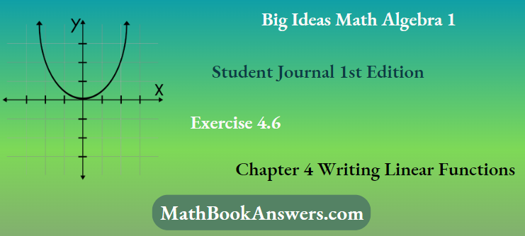 Big Ideas Math Algebra 1 Student Journal 1st Edition Chapter 4 Writing Linear Functions Exercise 4.6
