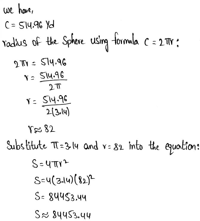 Solve Problems Involving Surface Area And Volume Page 421 Exercise 10 Answer Image
