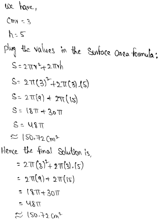 Solve Problems Involving Surface Area And Volume Page 421 Exercise 7 Answer Image