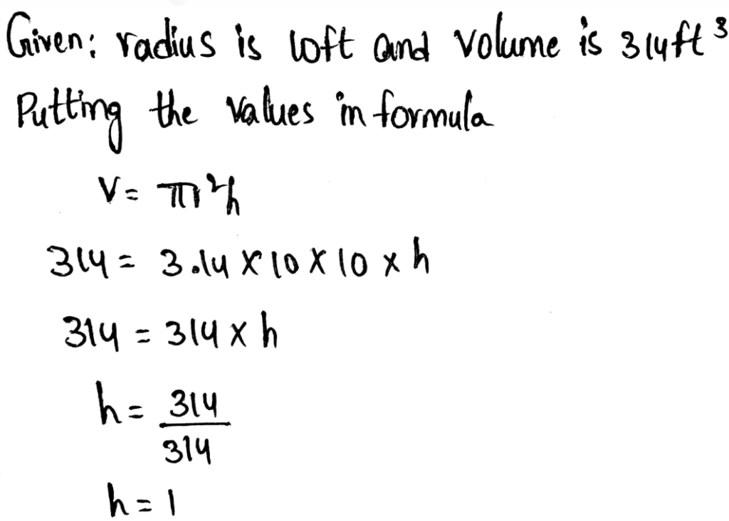 Solve Problems Involving Surface Area And Volume Page 426 Exercise 5 Answer