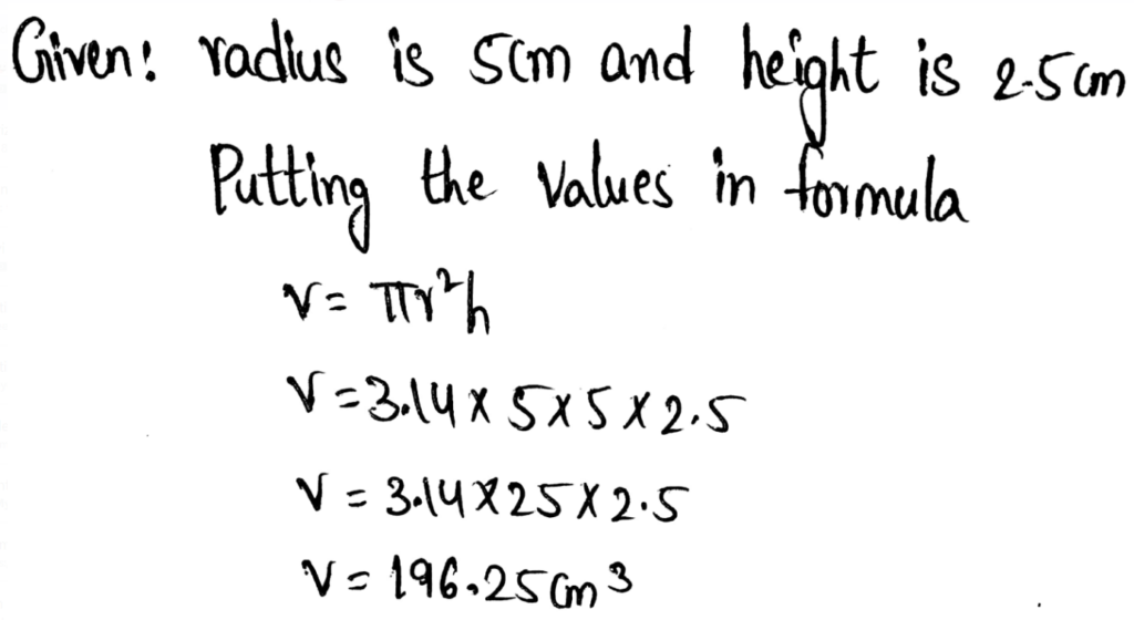 Solve Problems Involving Surface Area And Volume Page 427 Exercise 7 Answer
